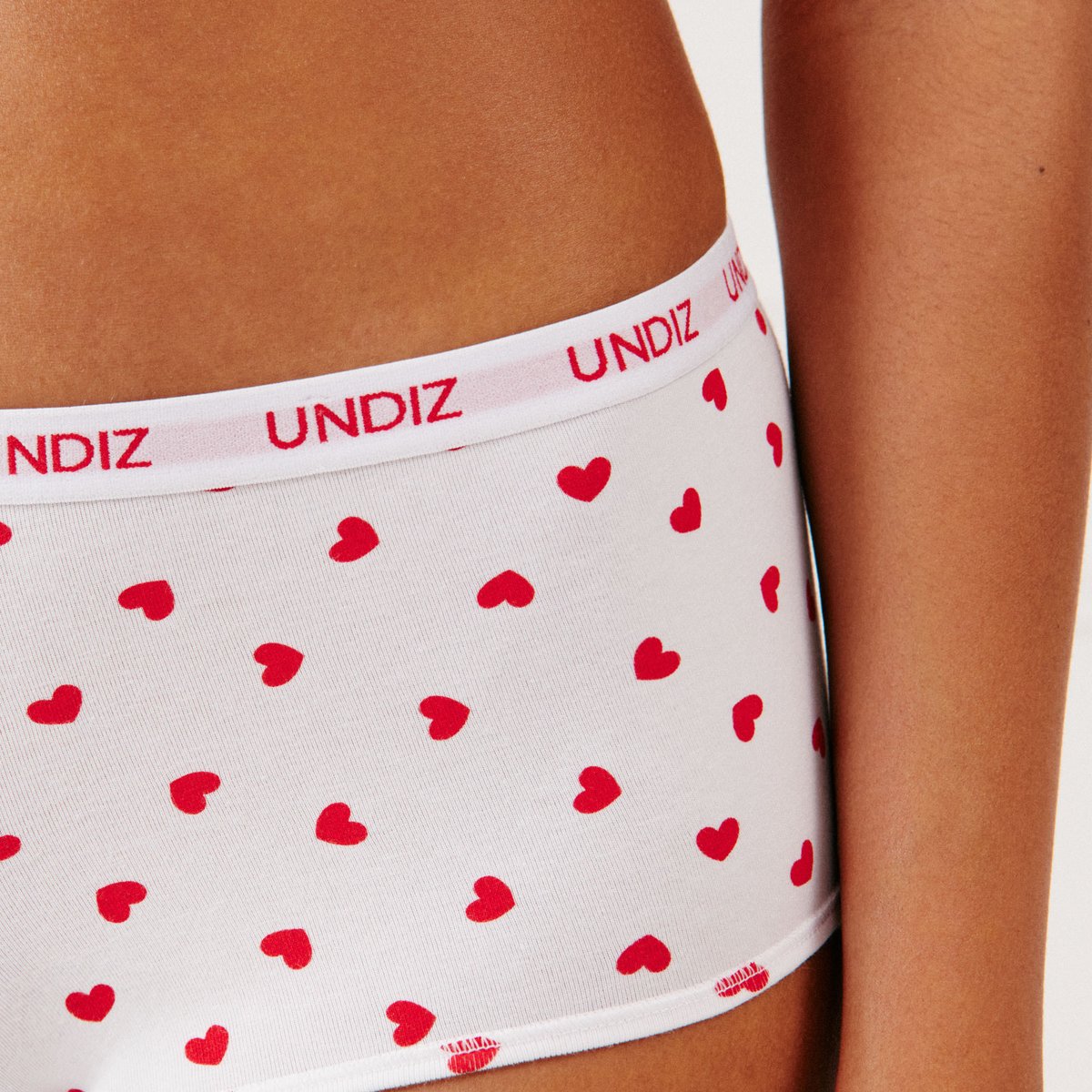 Shorty en coton à motifs coeurs BIGELATIZ HEAR blanc, UNDIZ