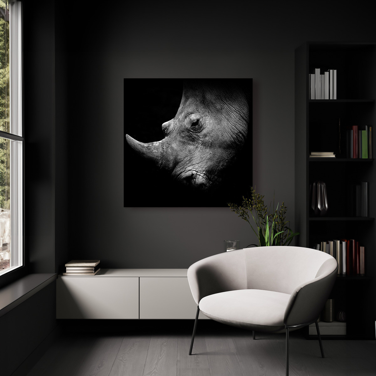 Tableau Sur Verre Synthétique Portrait Rhinocéros De Profil ANIMAUX tableau en verre synthétique, CEANOTHE