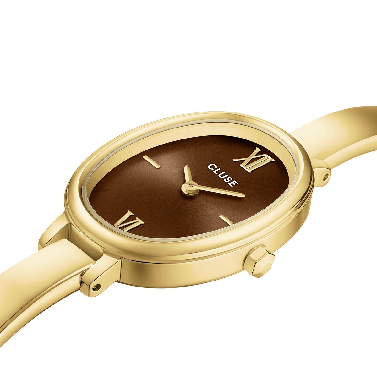 Montre Analogique L'OVALE doré marron foncé doré, CLUSE