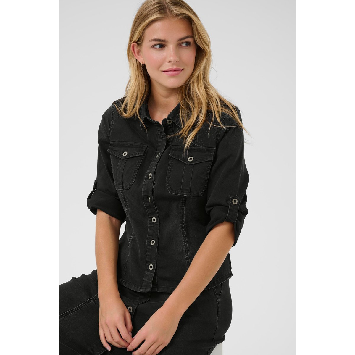 Chemise en jean noir black washed denim, CREAM