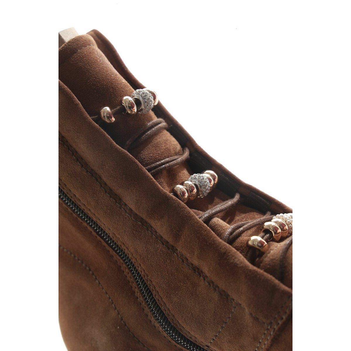 Suede Ankle Boots with Jewelled Front cognac, MJUS