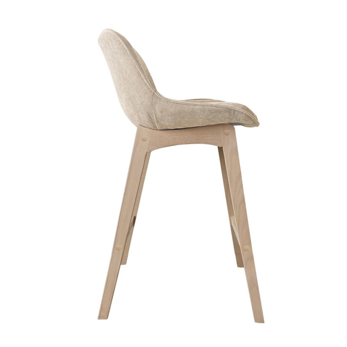 Lot Tabourets Chêne et Velours Côtelé NORDEN H75cm beige, MOB IN