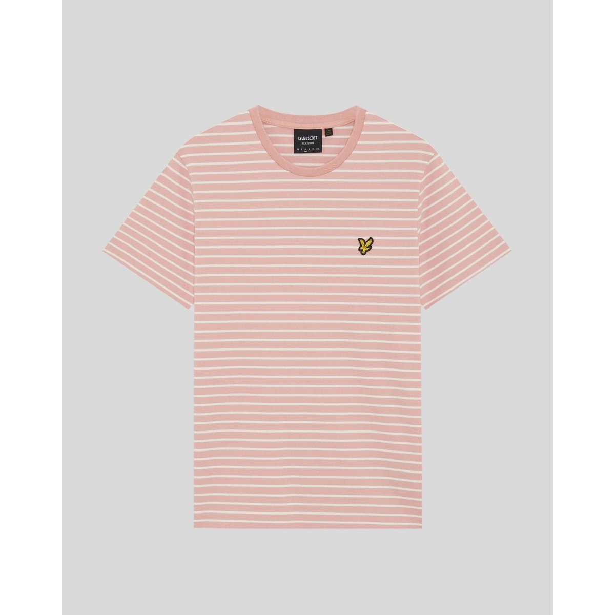 T-shirt en piqué à rayures bretonnes rose pamplemousse/ blanc, LYLE & SCOTT