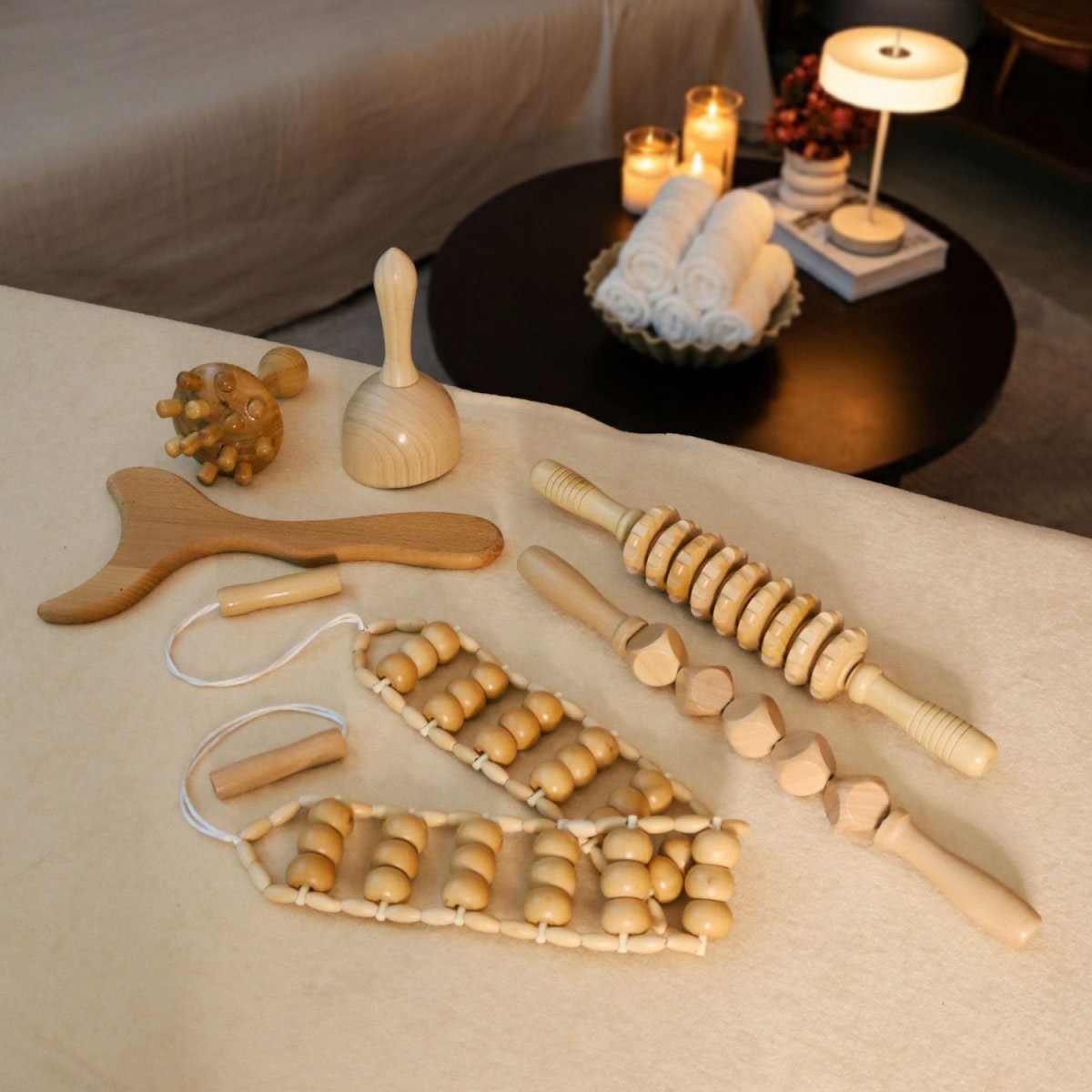 Kit complet de madérothérapie pour le corps - 6 pièces marron, VIVEZEN