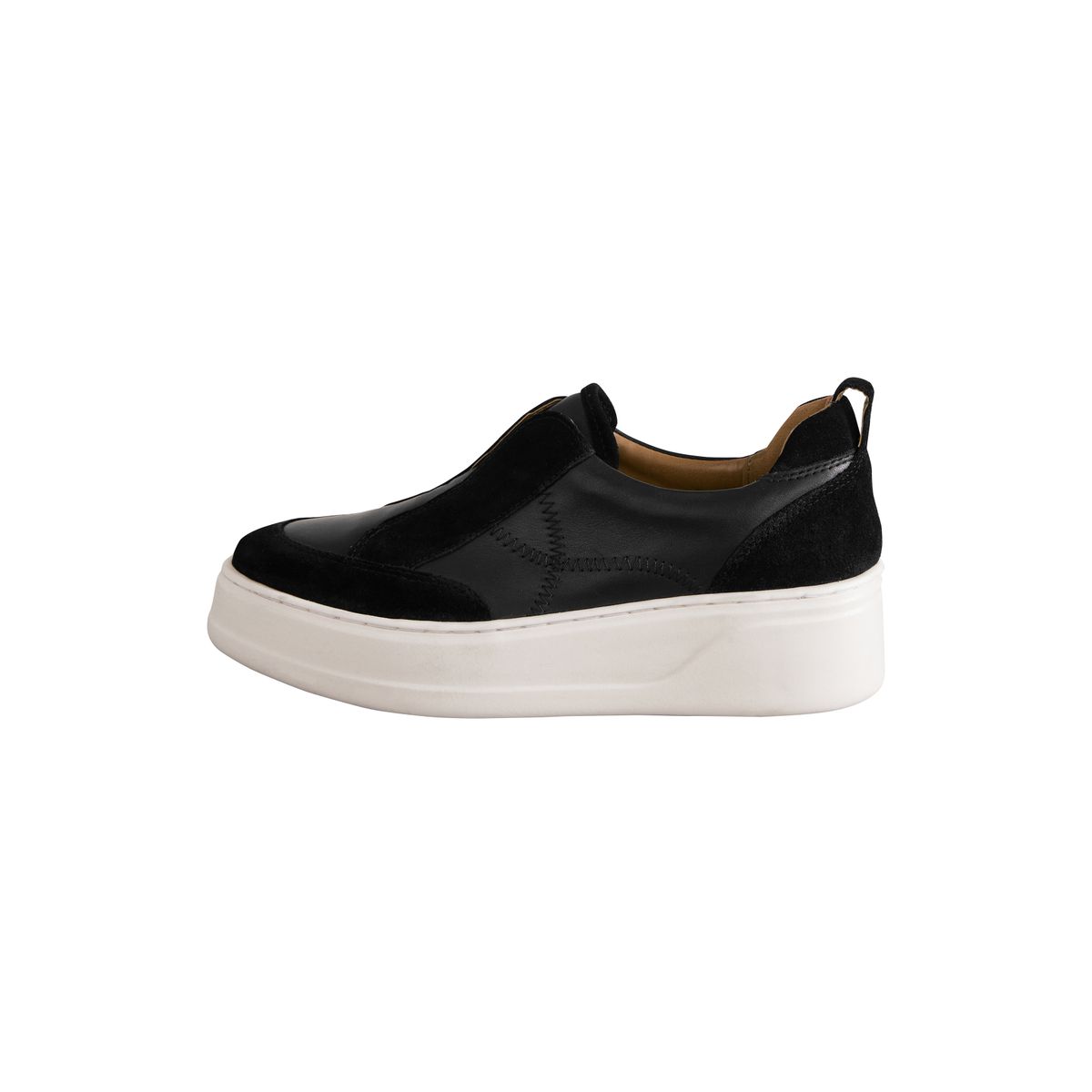 Baskets compensées épaisses en cuir à enfiler signature noir, NEXT