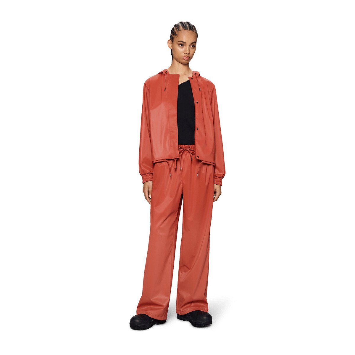 Kort regenjack met kap, STRING JACKET blush, RAINS