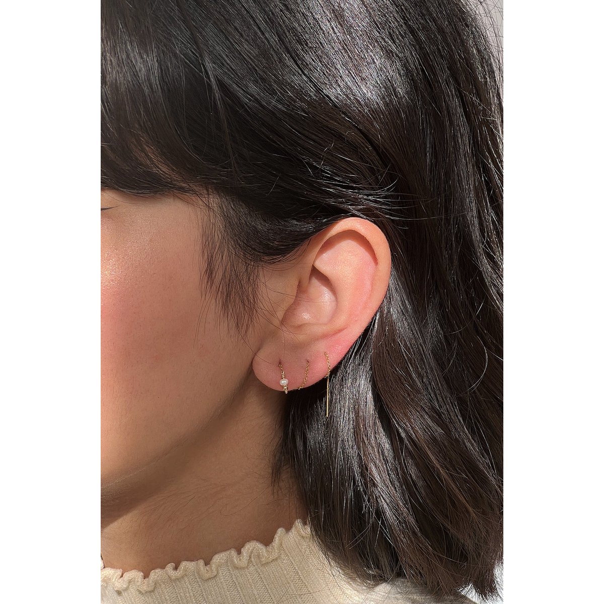 Bijou d'oreille Stella multi-positions - Perles de culture or / perle de culture, YAY PARIS
