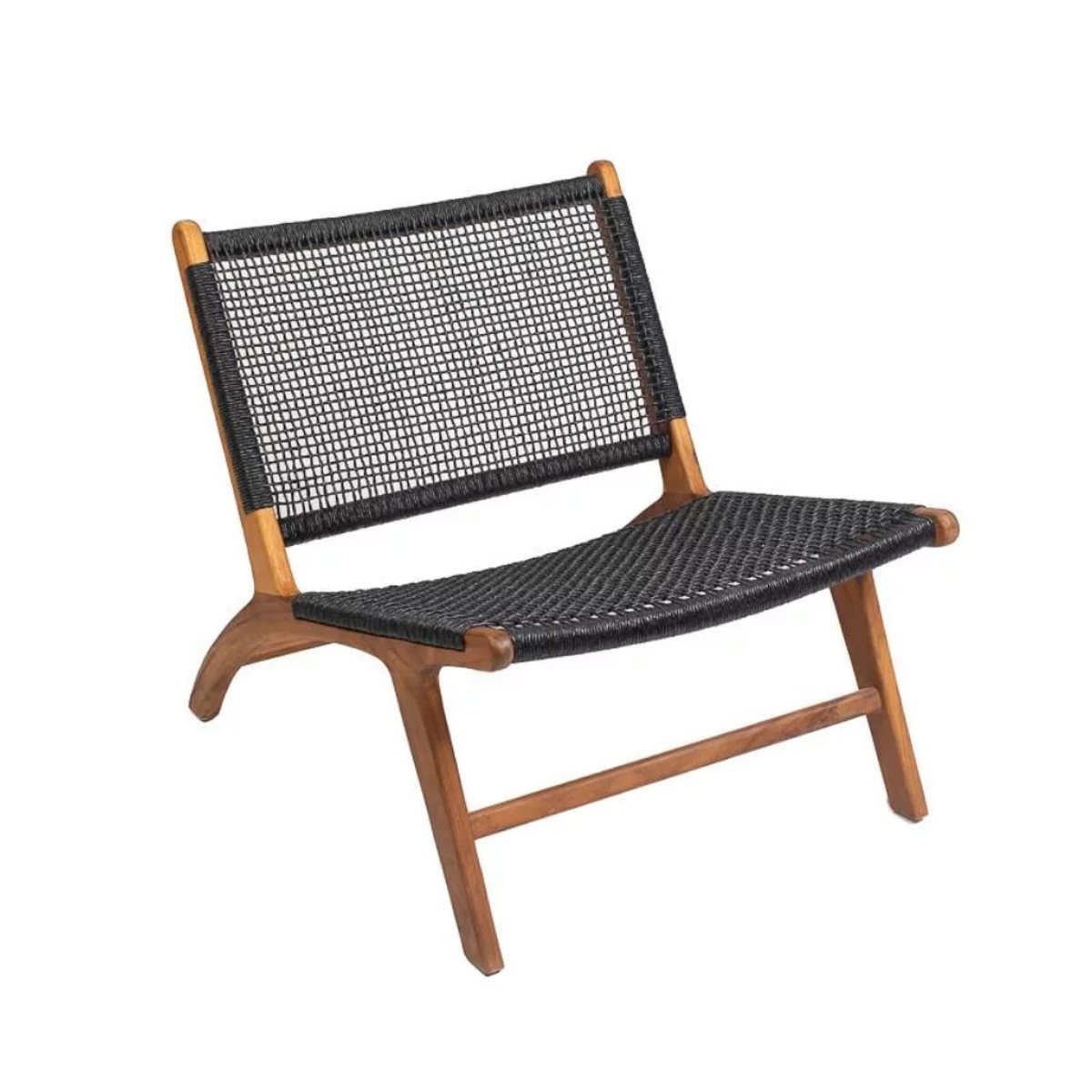 Fauteuil en corde et teck JUNE noir, HYDILE