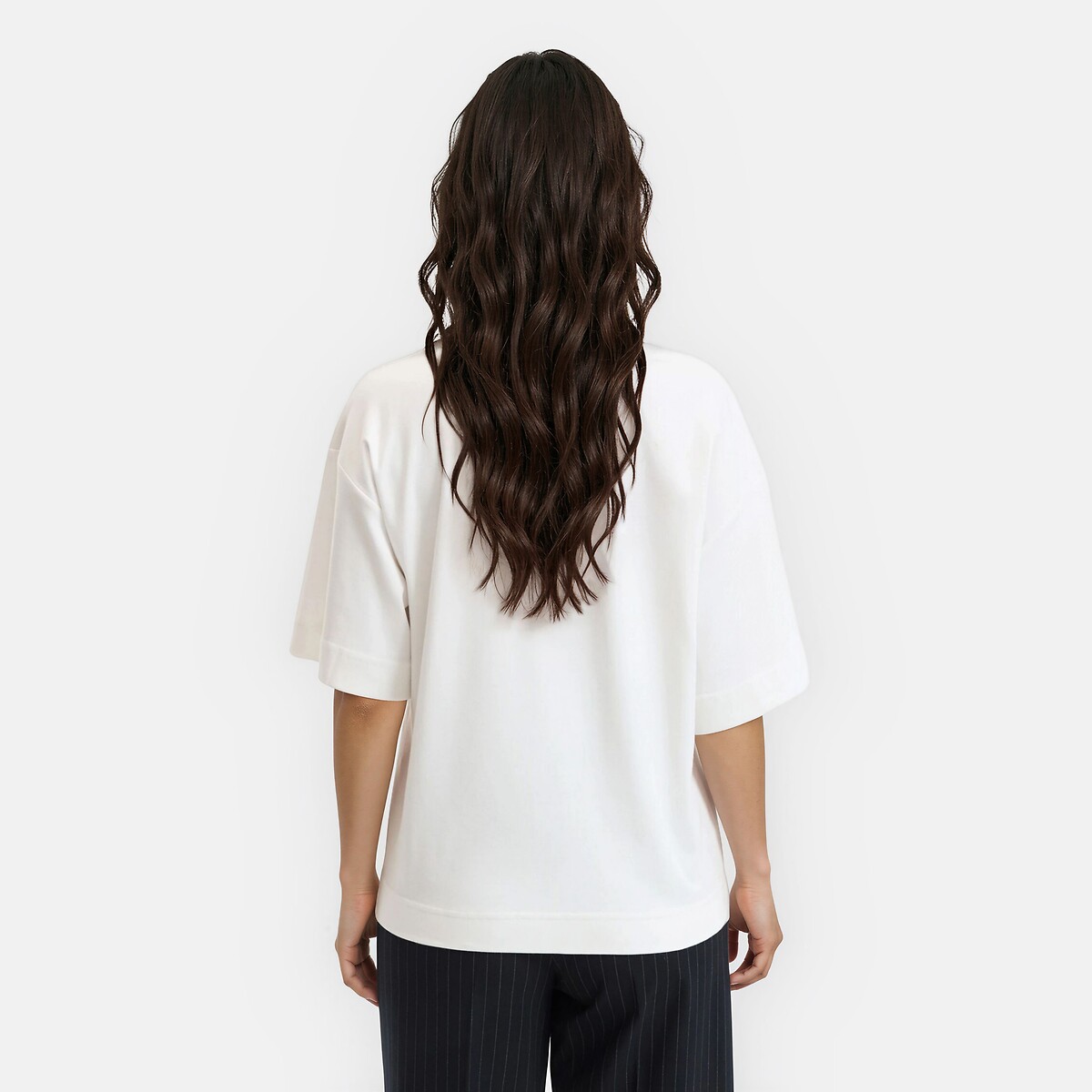 T-shirt ampla em algodão, Signature PAUL branco, LA REDOUTE COLLECTIONS