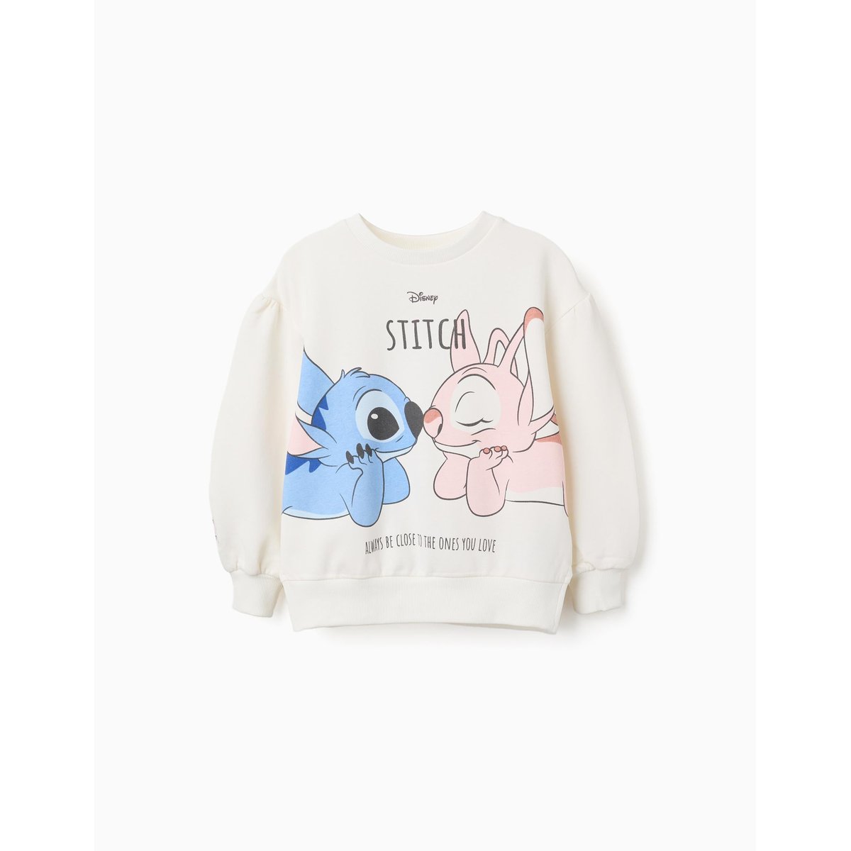 Sweat en coton peigné avec imprimé Stitch & Angel blanc, ZIPPY
