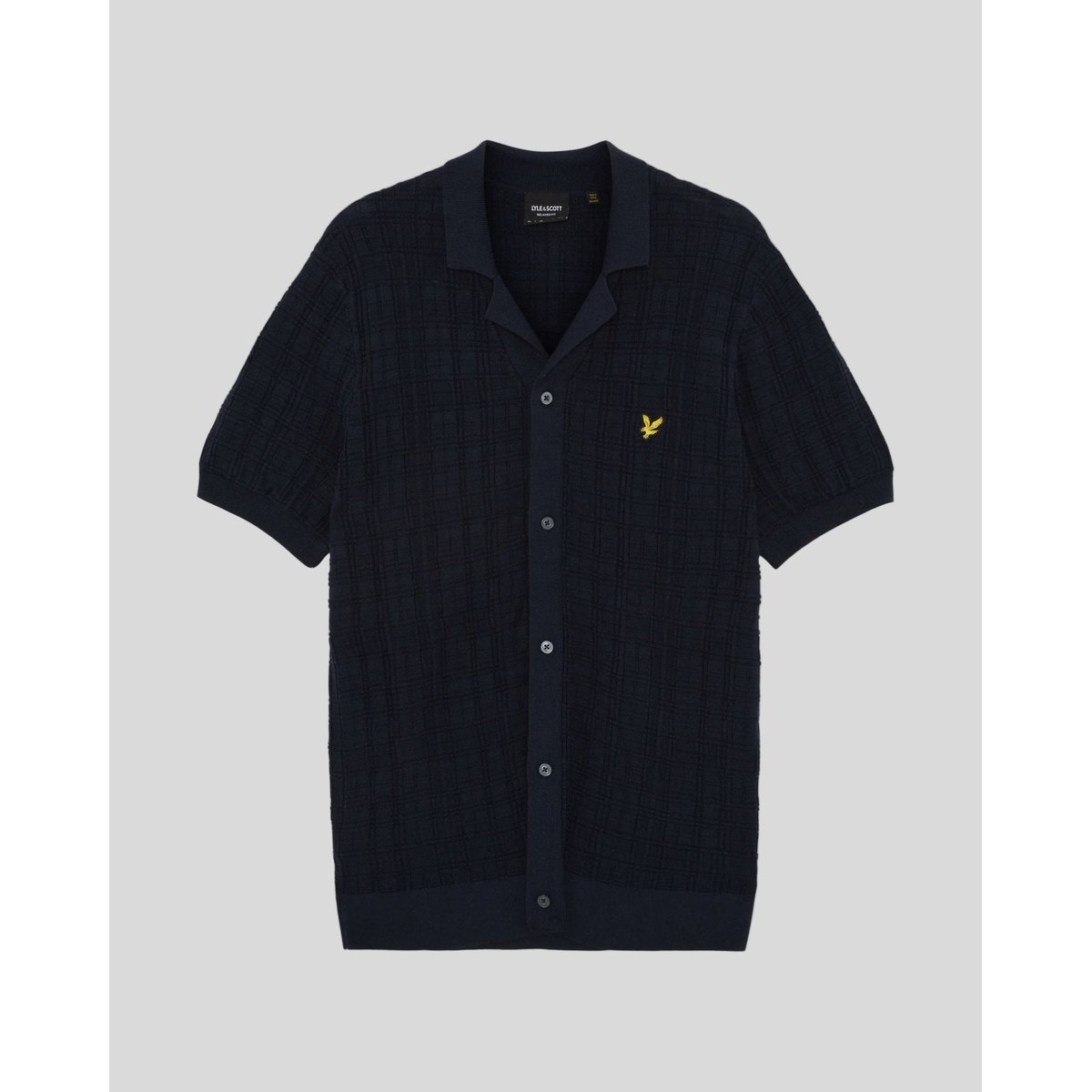 Chemise resort col revers en maille bleu foncé marine, LYLE & SCOTT