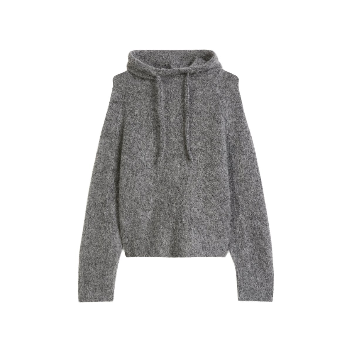 Sweat à capuche oversize en maille en mélange de mohair et de laine vierge gris, MARC O’POLO DENIM