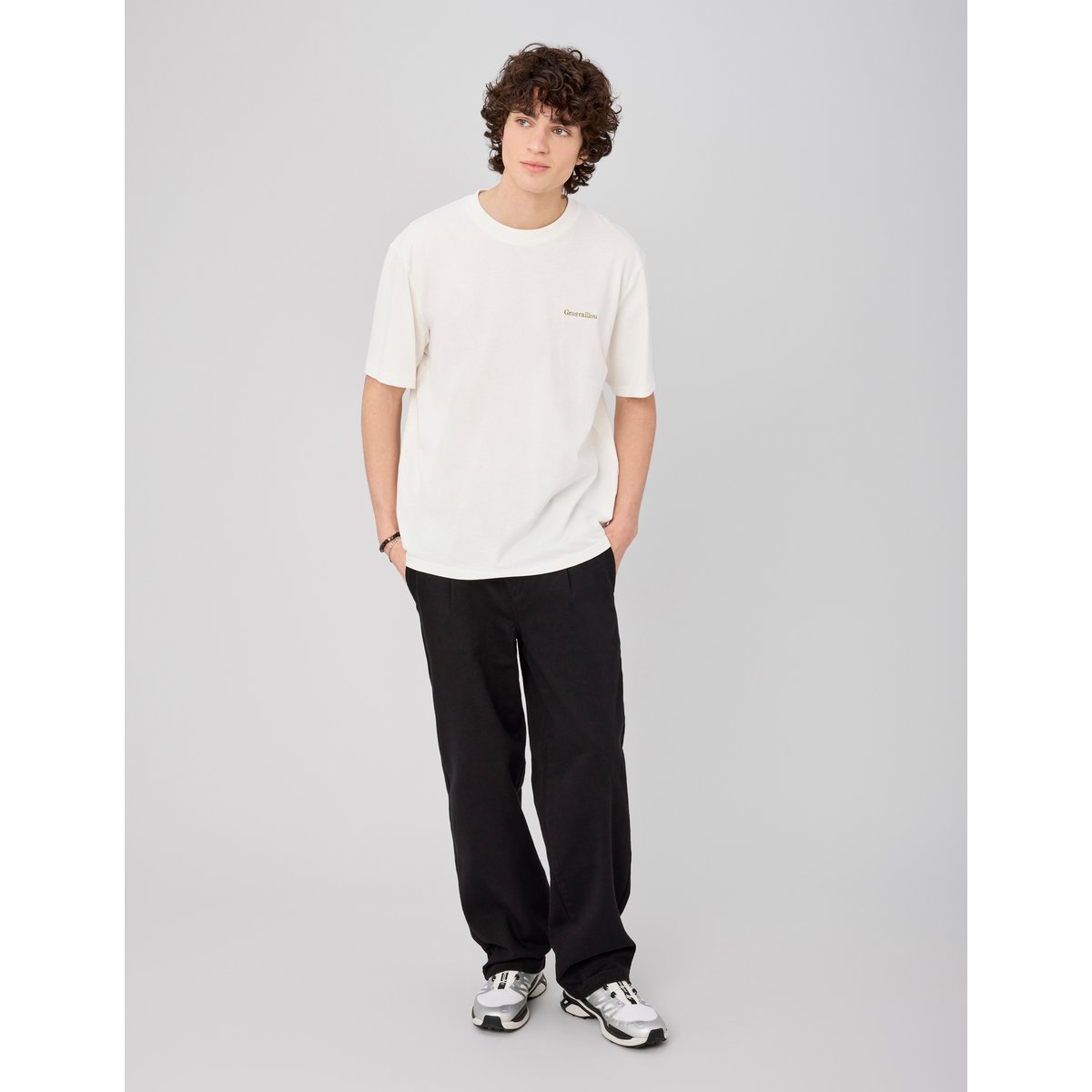 Pantalon droit à pinces noir, BZB