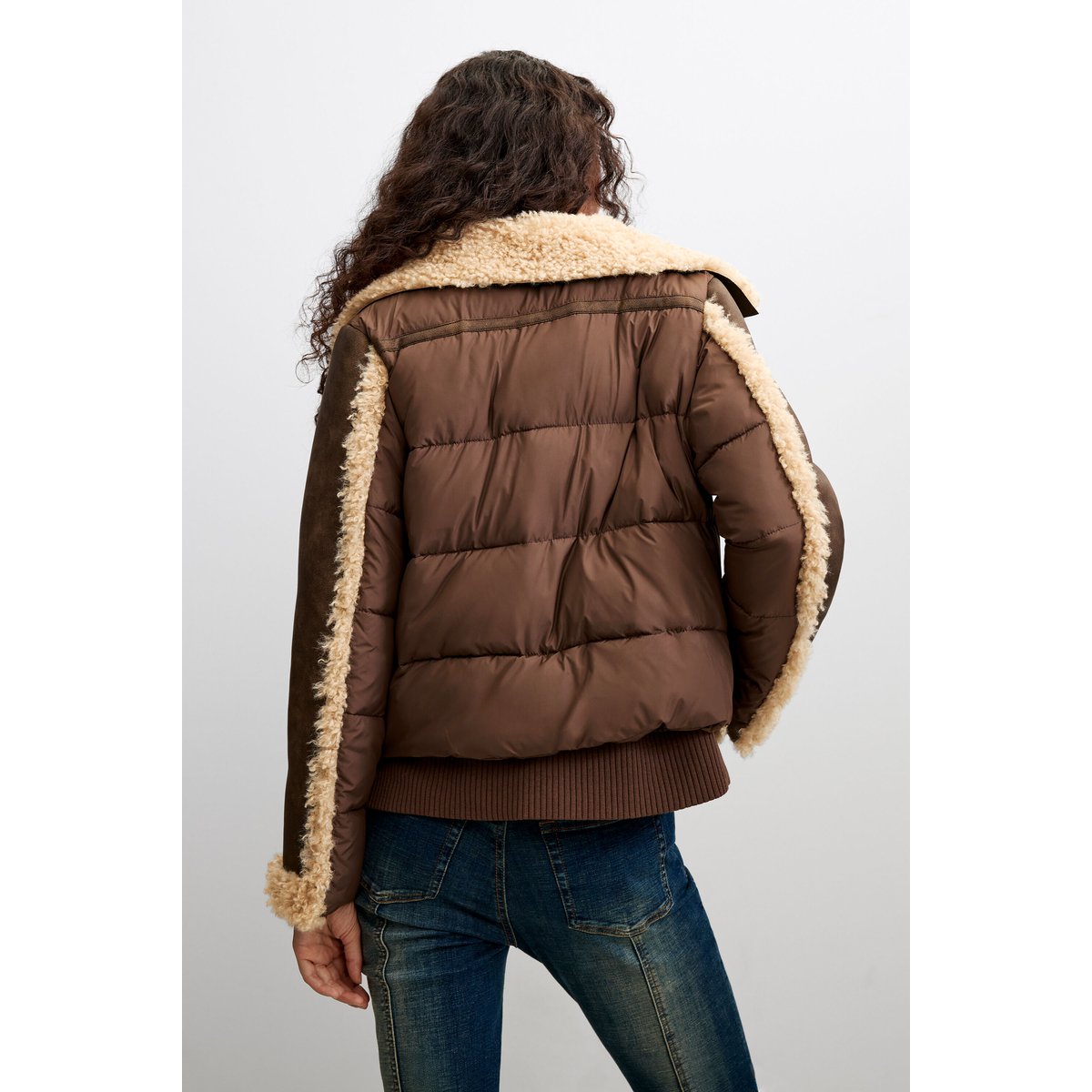 Veste effet peau avec doublure en sherpa marron, DESIGUAL
