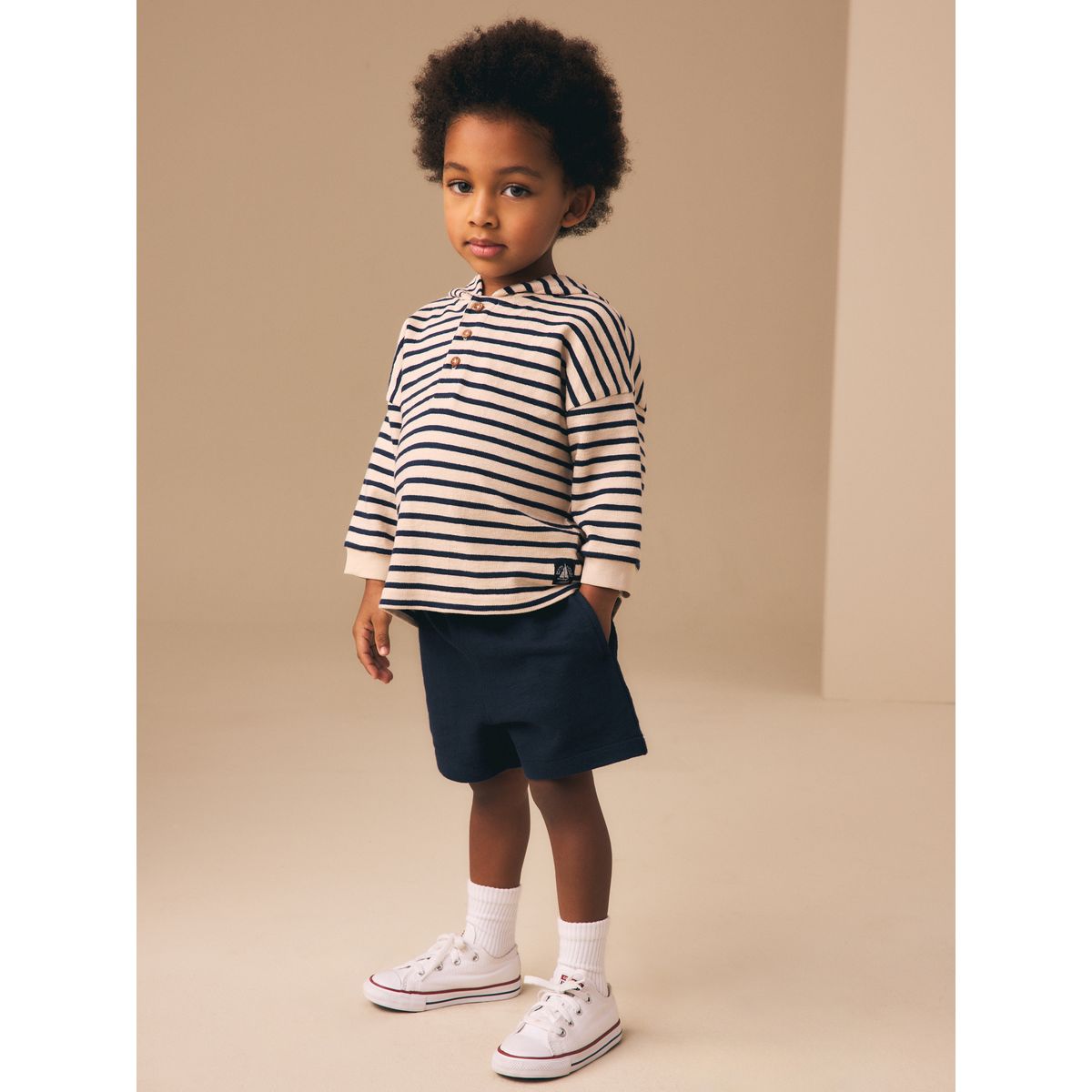 Ensemble short et sweat texturé rayures blanches écru, NEXT