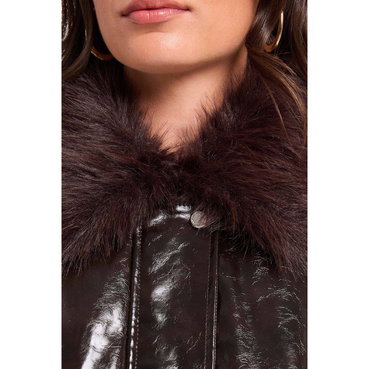 Blouson col marron foncé, MORGAN