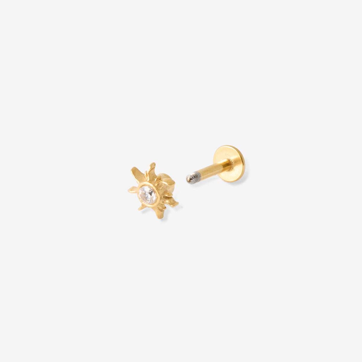 Piercing helix/tragus soleil en acier chirurgical avec strass de zirconium doré, BALABOOSTE