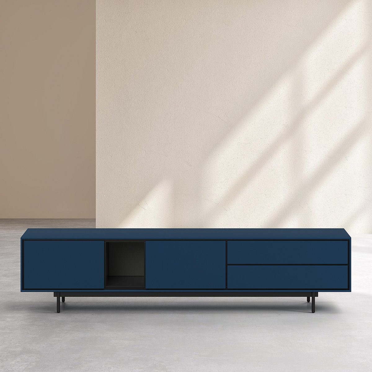 Banc TV mdf, panneau et dérivés de bois FARREL bleu, HABITAT