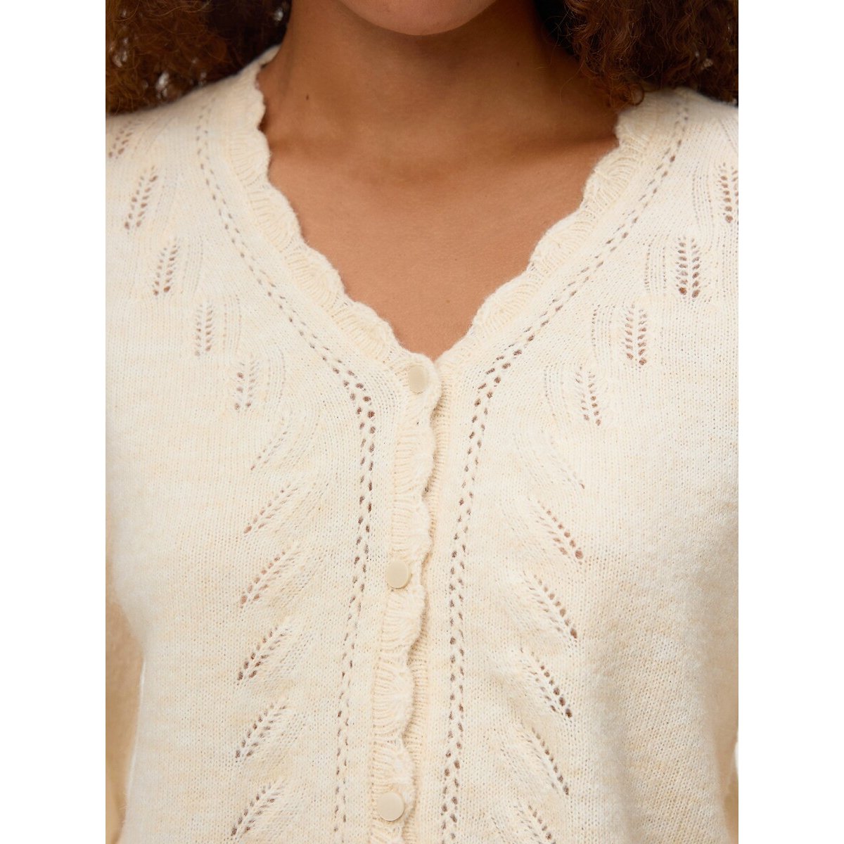 Cardigan scollo a V ecru , VERO MODA