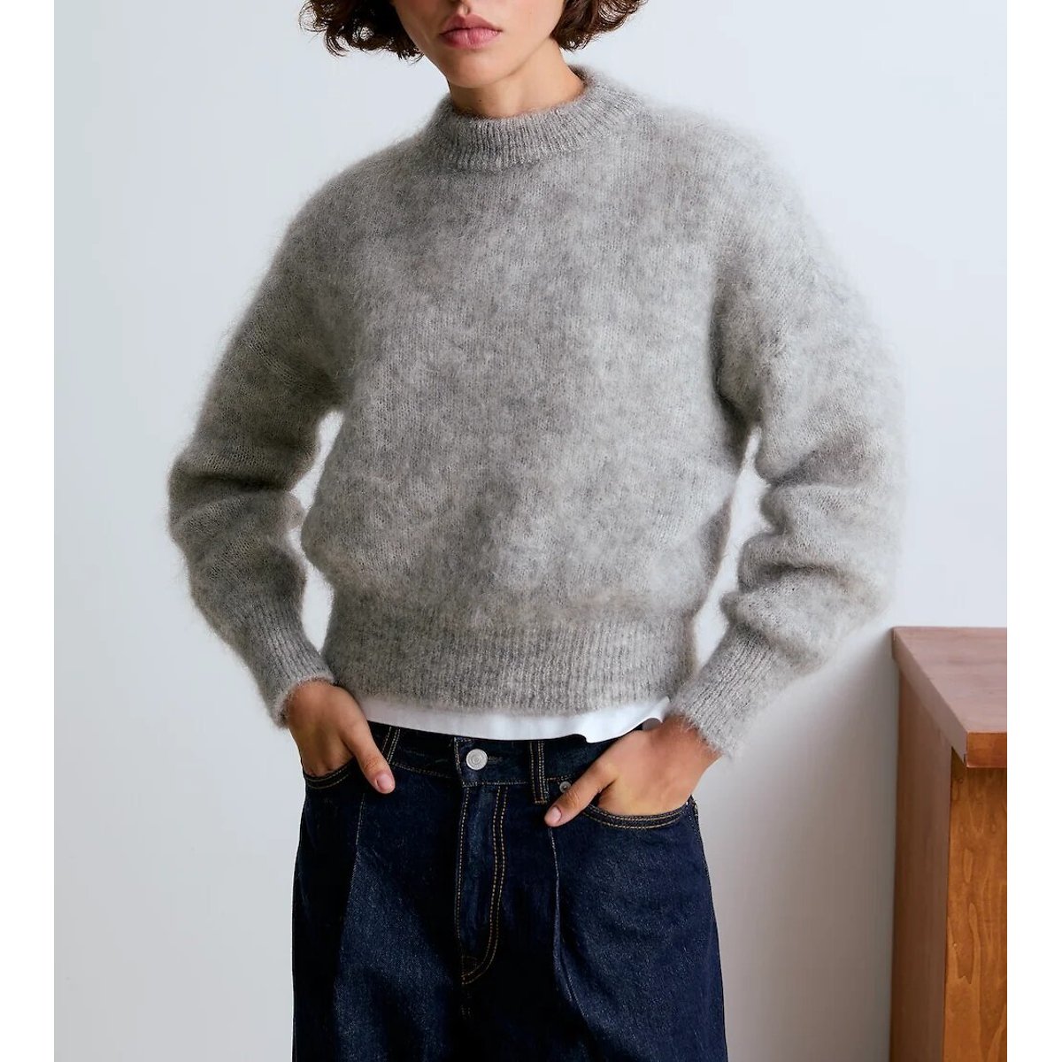 Pull col rond JANE gris, SURPRISE