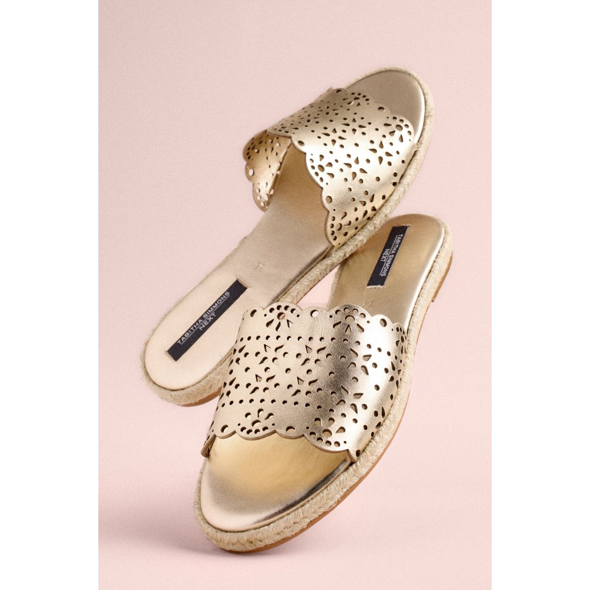Espadrilles tabitha darcy cuir doré, NEXT