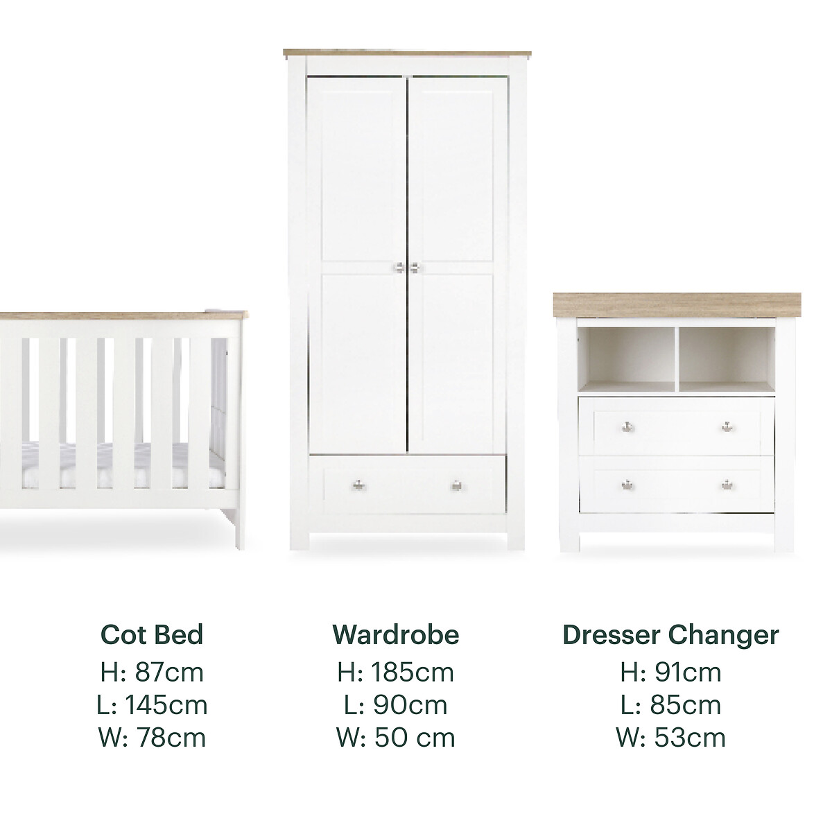 Burford 3-Piece Nursery Furniture Set white, CUDDLECO