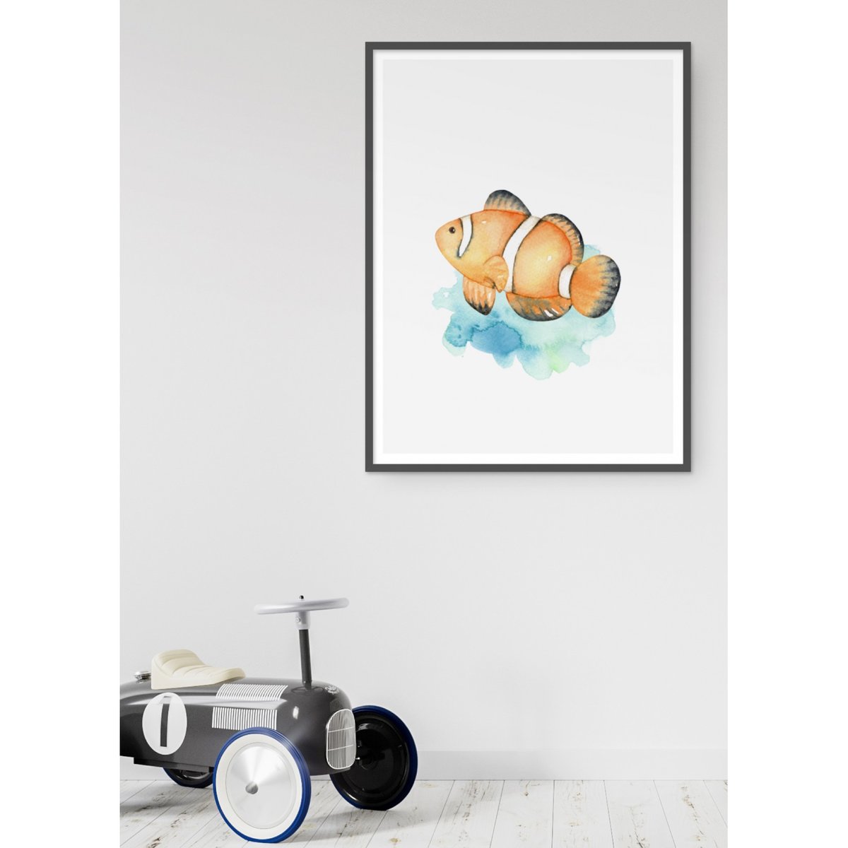 Affiche Enfant Poisson Clown blanc, L'AFFICHERIE