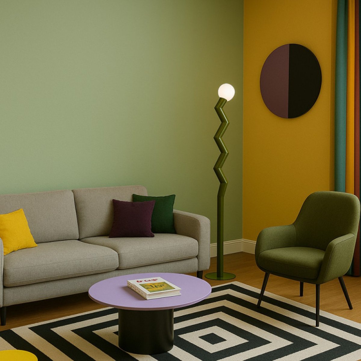 Lampadaire métal kaki 155 cm Zigmo vert, MILLUMINE