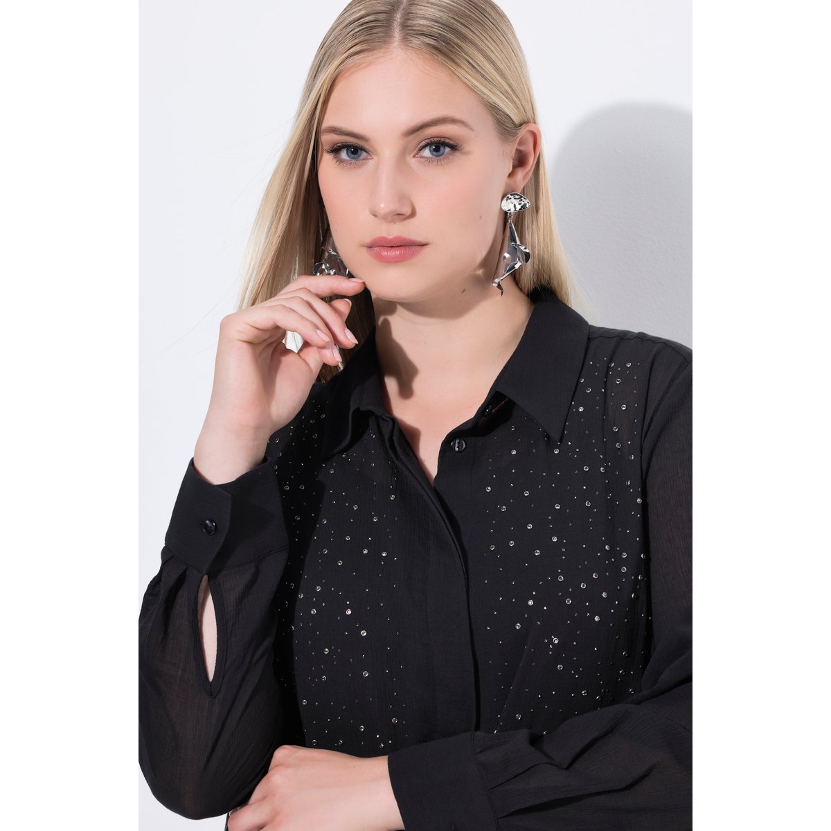 Blouse à strass noir, ULLA POPKEN