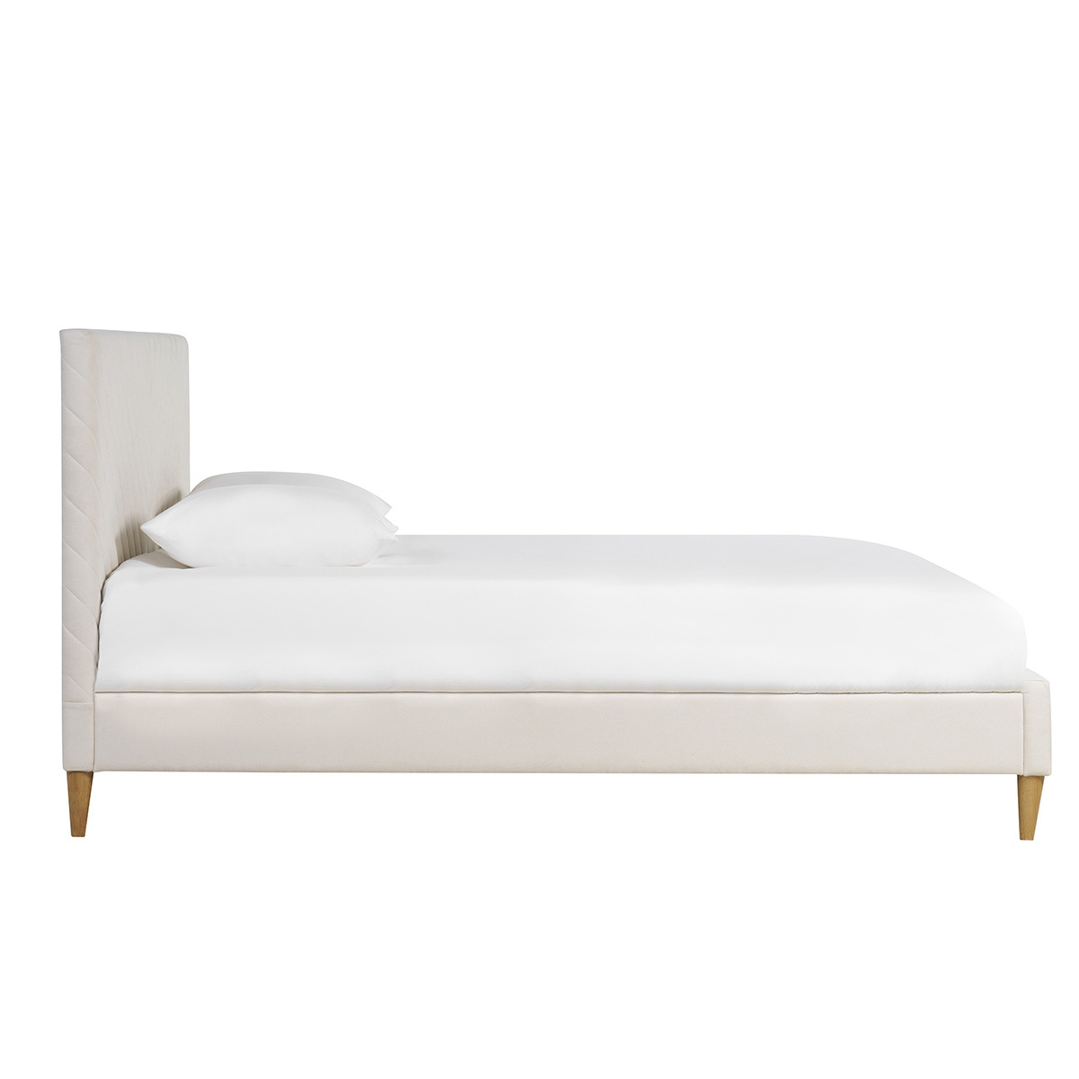 Lit 2 places 160x200 en tissu beige SIDONIE beige, MILIBOO