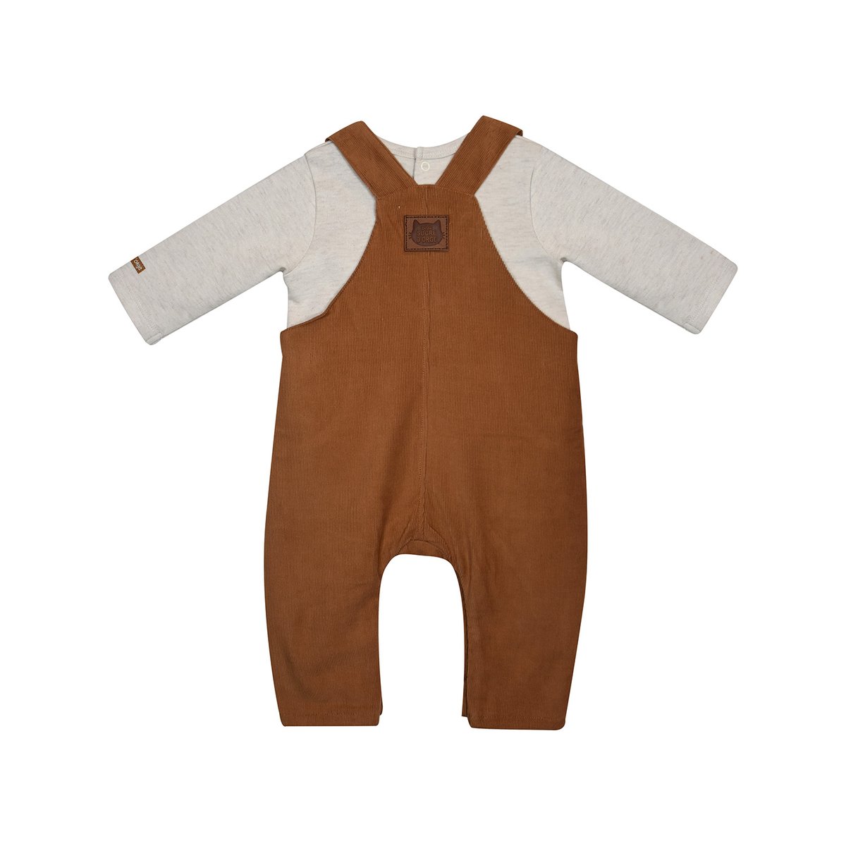 Ensemble tshirt salopette longue martial velours cotele marron, SUCRE D'ORGE