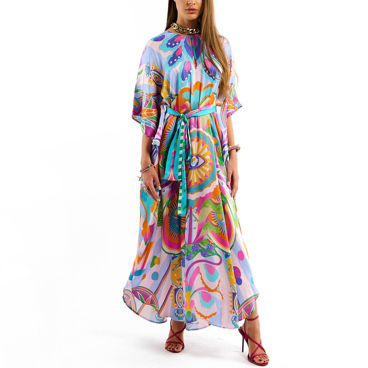 Robe à motifs colorés JEANNA bleu, WILD
