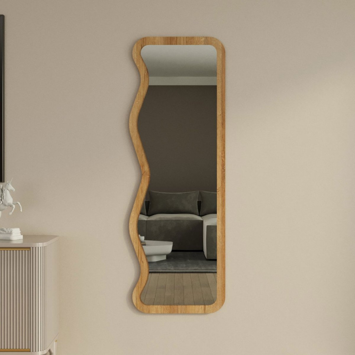 Miroir sur pieds en bois 50x160cm- RONDA bois clair, DRAWER