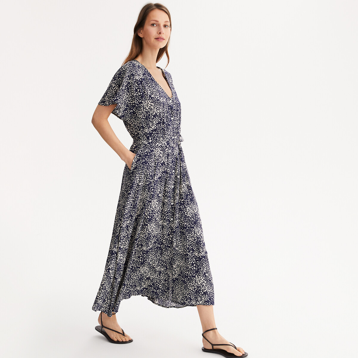 Floral Full Maxi Dress star print/navy background, ANNE WEYBURN