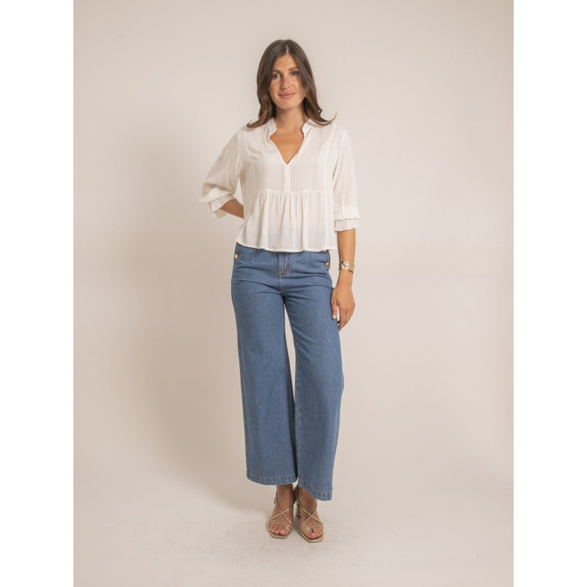 Blouse Fil textile Fergie blanc, DONA LISA