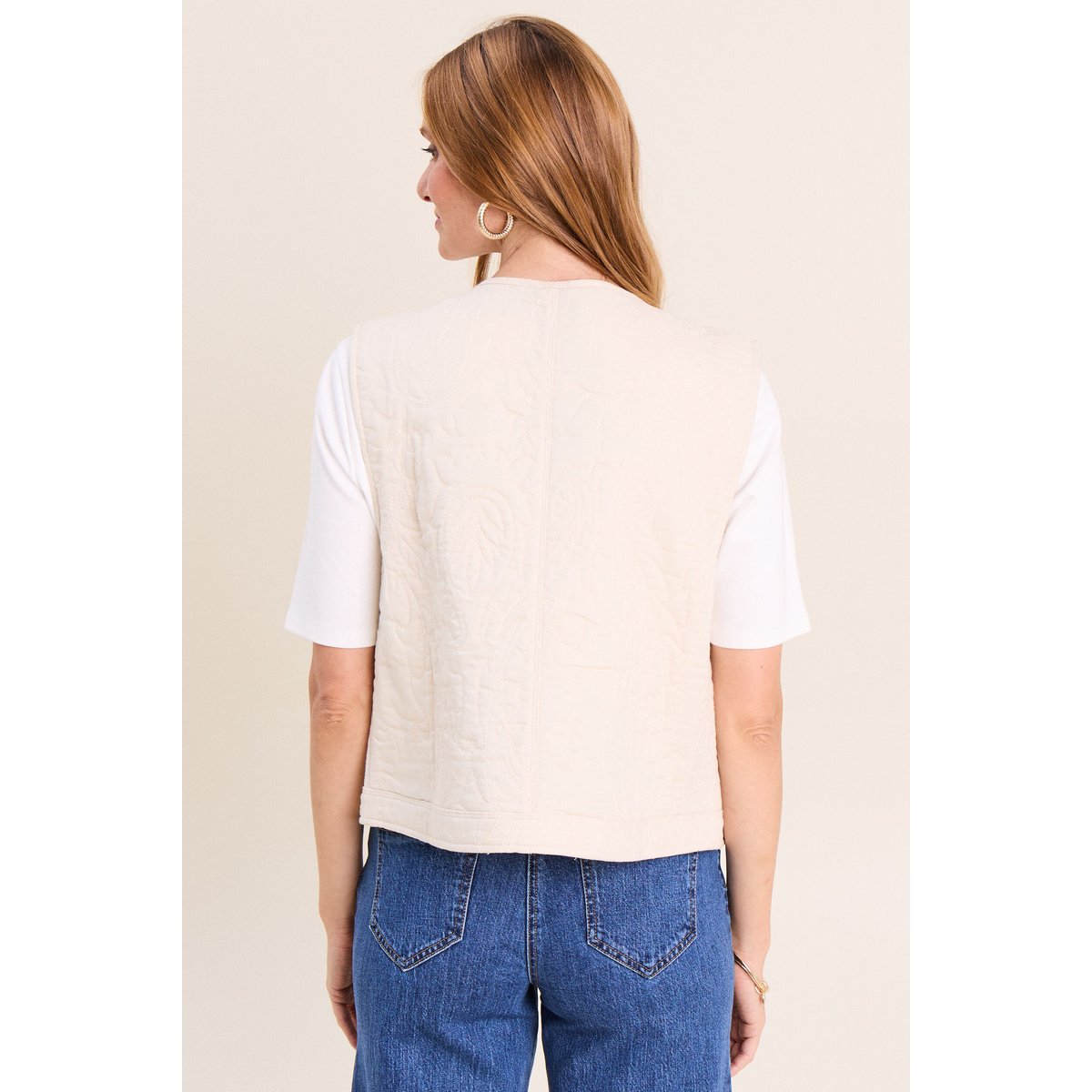 Gilet sans manches doublé coton ecru, BREAL