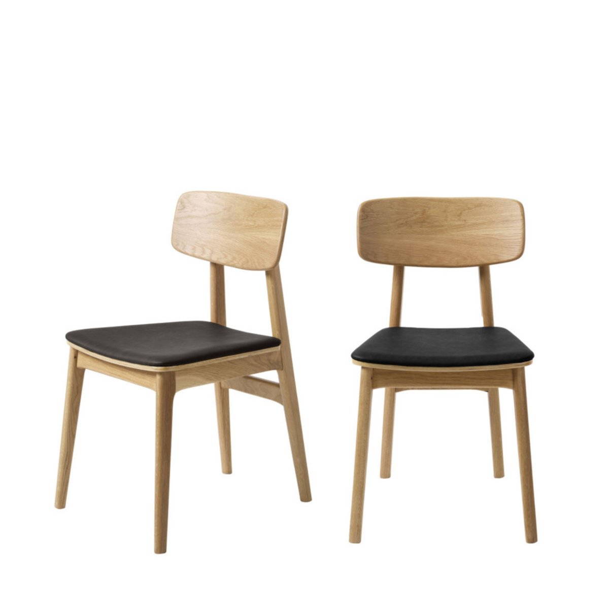 Lot de 2 chaises en bois et simili- ORR noir, DRAWER