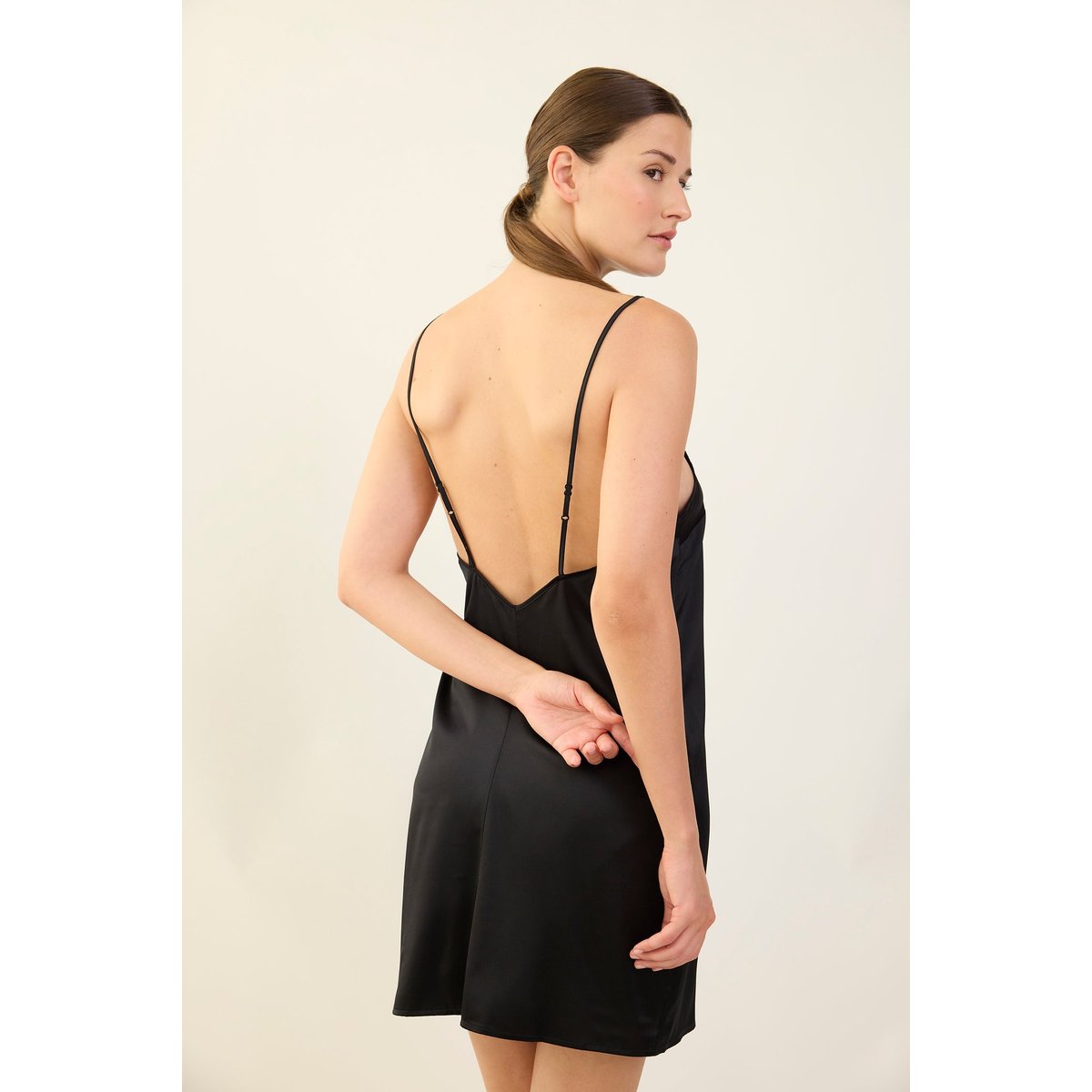 Nuisette en soie SILK'N LACE noir, MAISON LEJABY