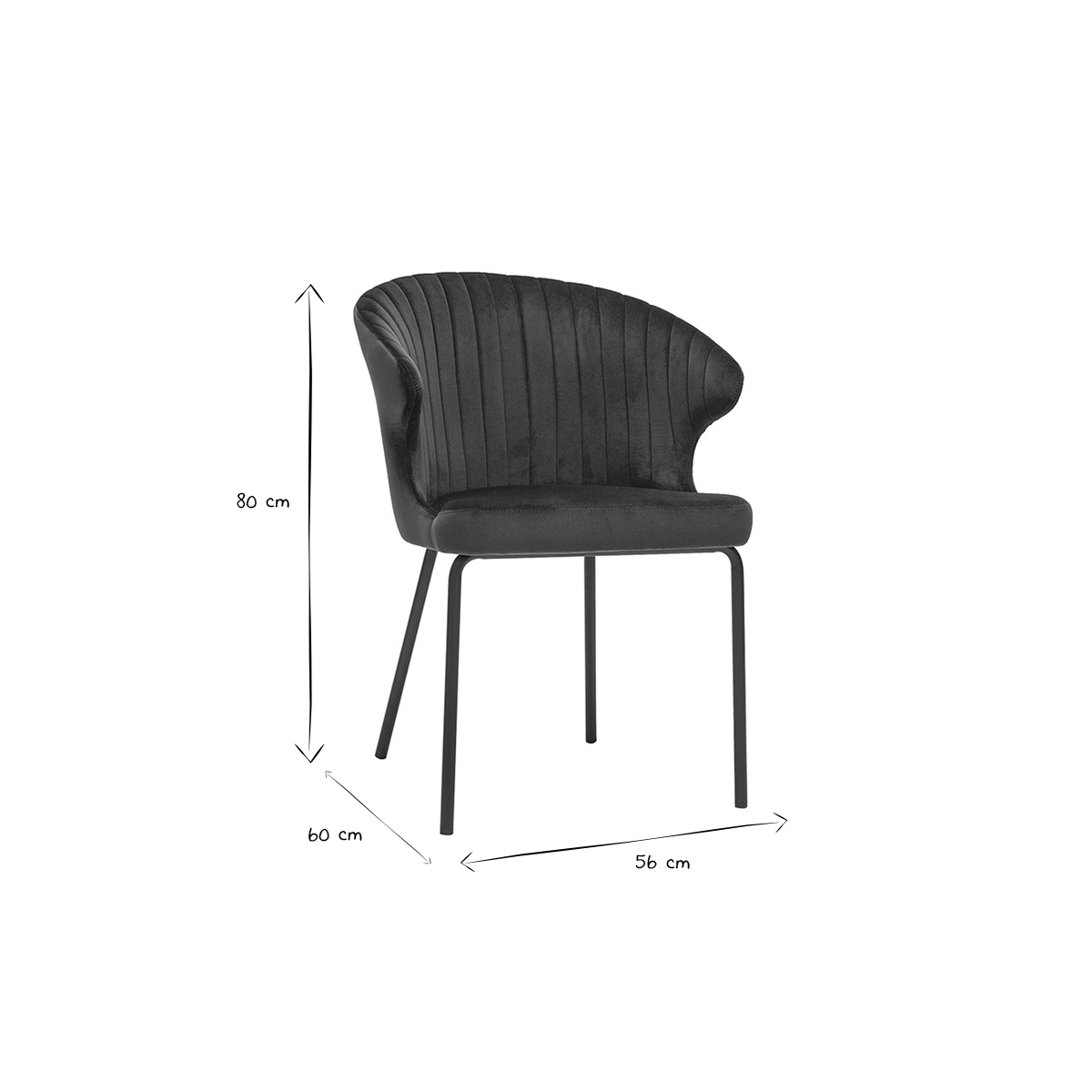 Chaise design en velours pieds métal REQUIEM bleu marine, MILIBOO
