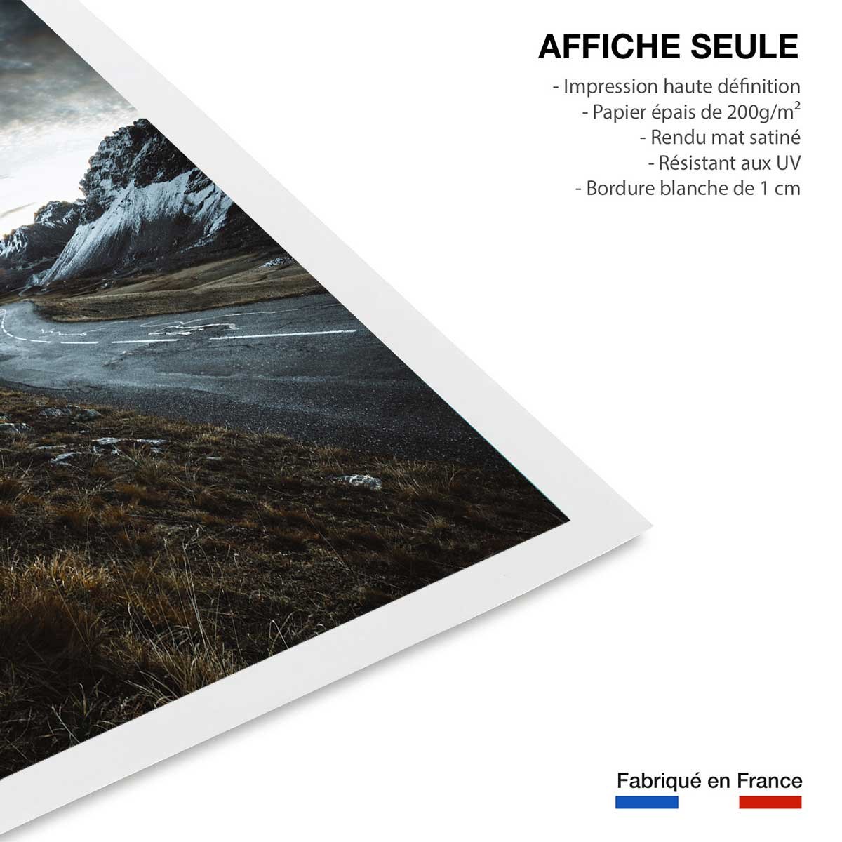 Affiche paysage sur la route du galibier affiche seule, HEXOA