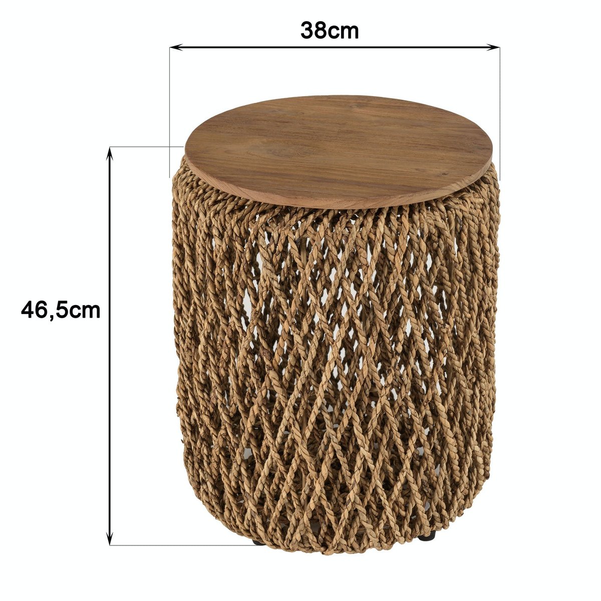 Table d'appoint ronde 38 cm fibre de coco et bois recyclé SWING bois naturel, PIER IMPORT