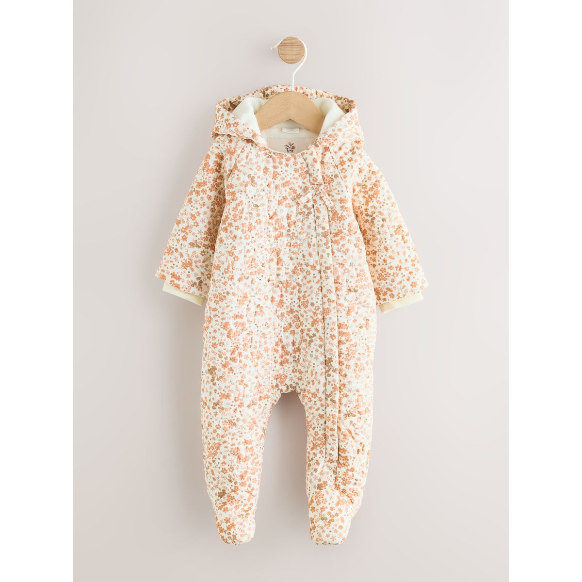 Combinaison bébé à capuche effet froissé imprimé floral écru, NEXT