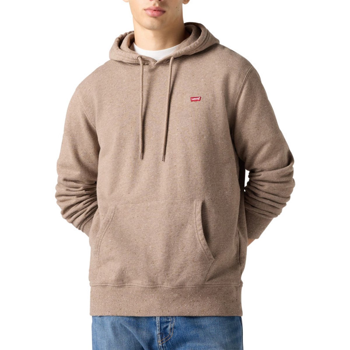 Sweat en coton gris à coupe droite pourvu d'un col à capuche beige, LEVI'S