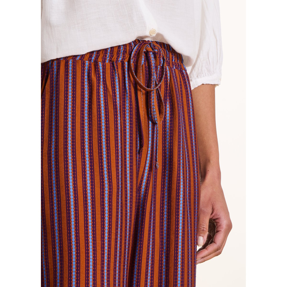 Pantalon large rayé figue/tandoori, LA FEE MARABOUTEE