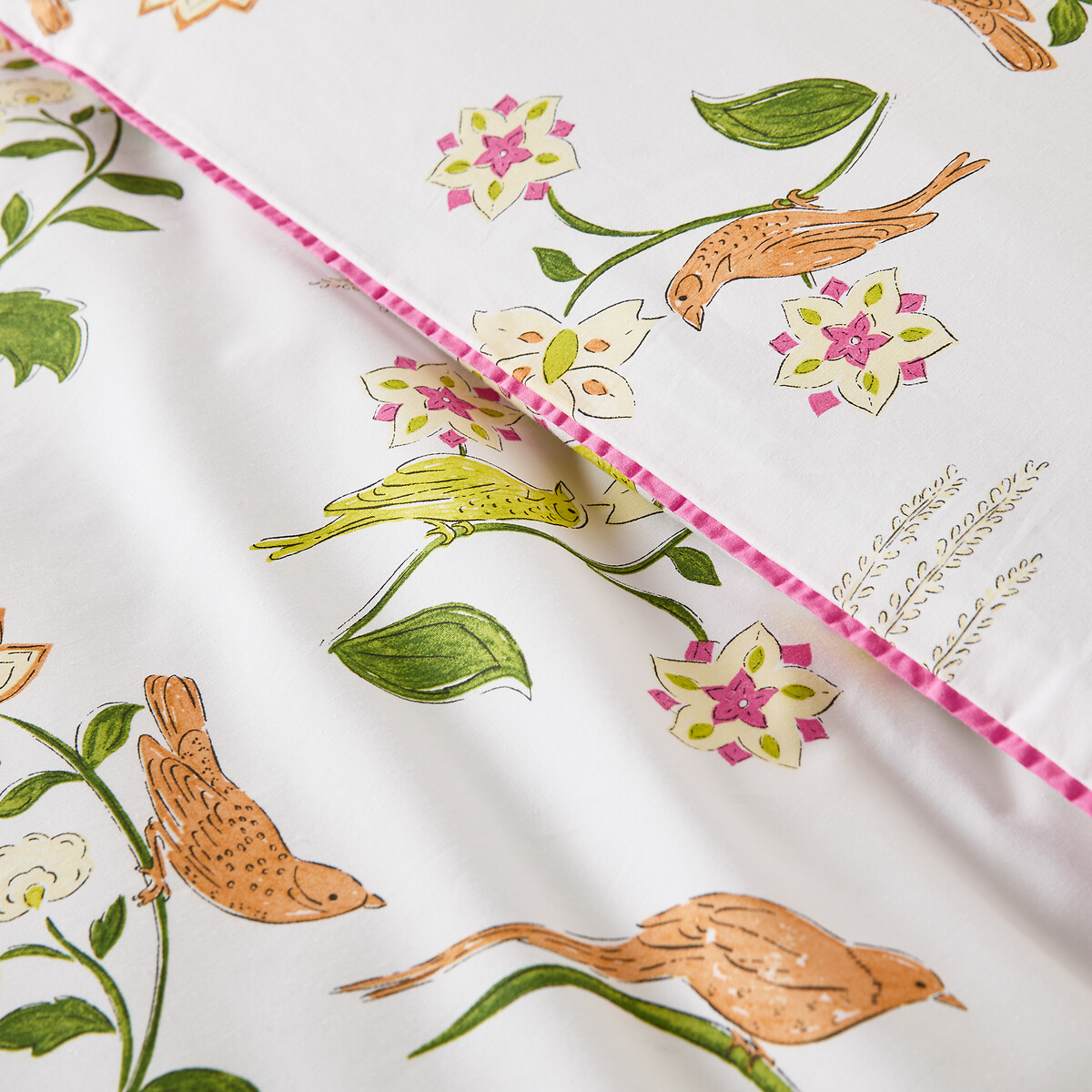 Housse de couette en percale de coton, imprimé oiseaux et fleurs, NORA imprimé, LA REDOUTE INTERIEURS