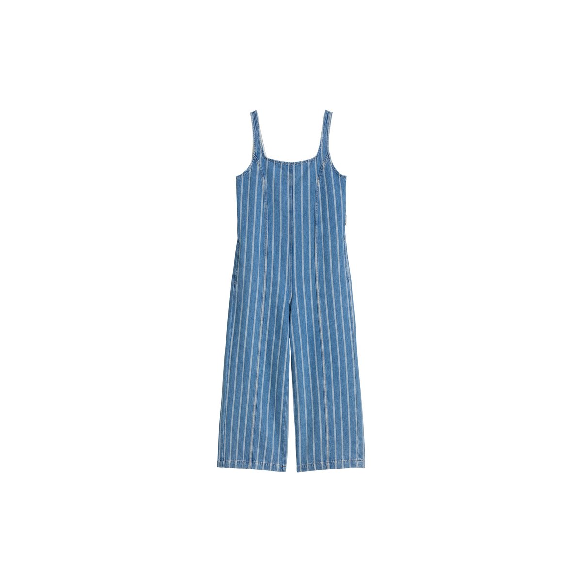 Salopette en jean rayée, coupe décontractée en pur coton bio bleu, MARC O’POLO DENIM