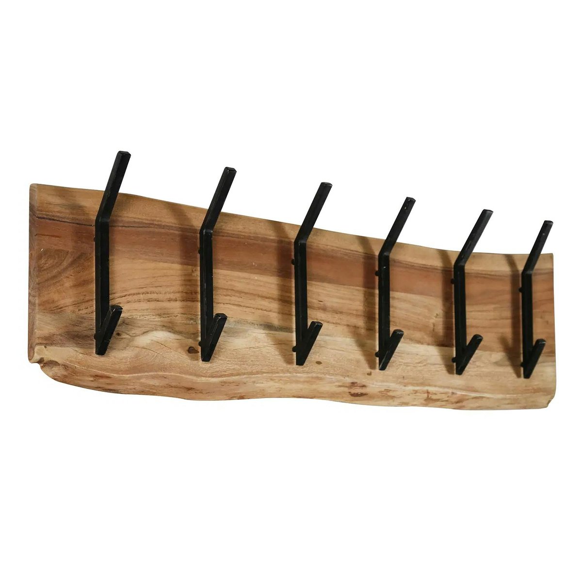 Portemanteau mural bois massif 6 double crochets TRIBECA bois naturel, PIER IMPORT