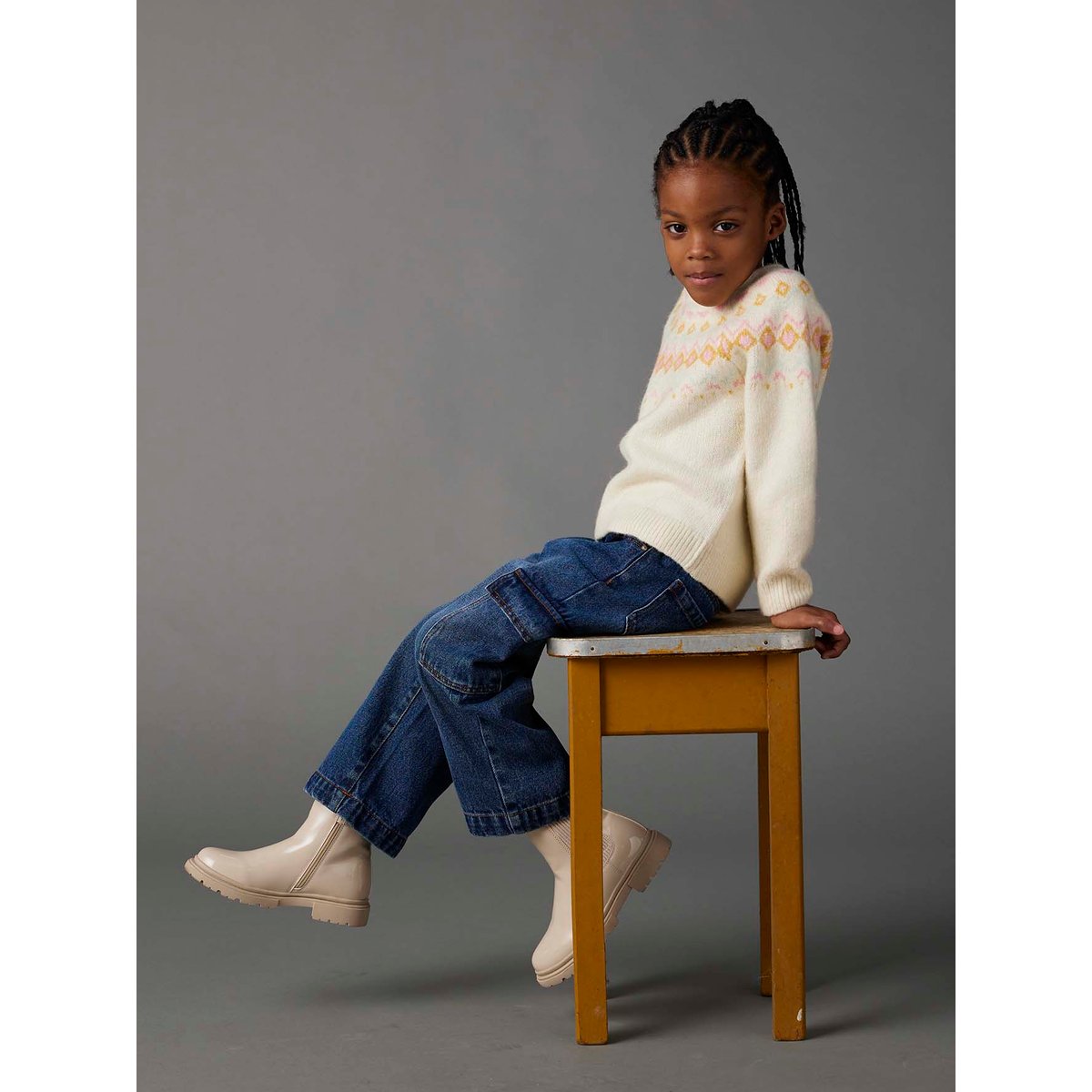 Jean large cargo bleu foncé, VERTBAUDET