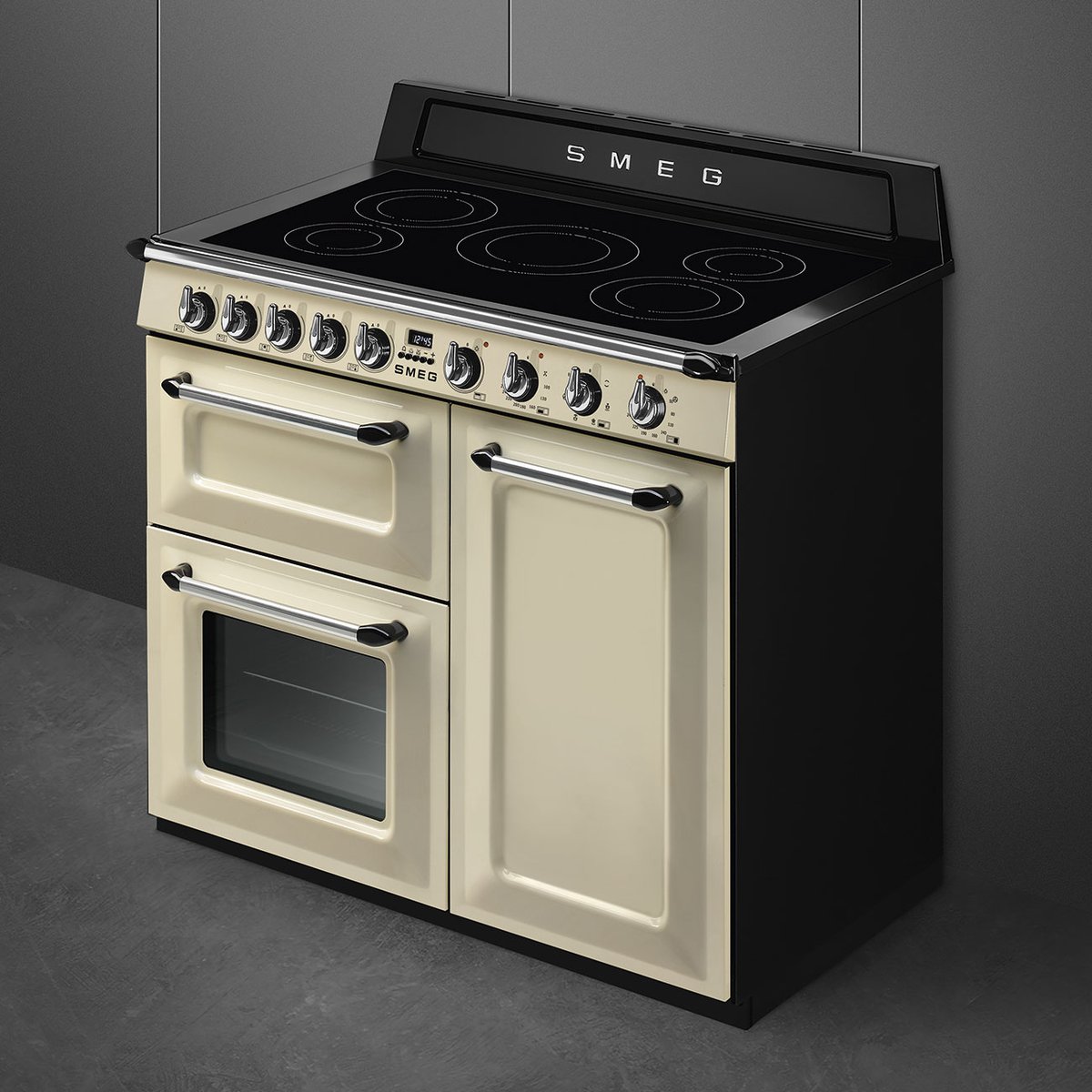 Piano de cuisson induction 5 feux 100 cm TR103I crème brillant, SMEG