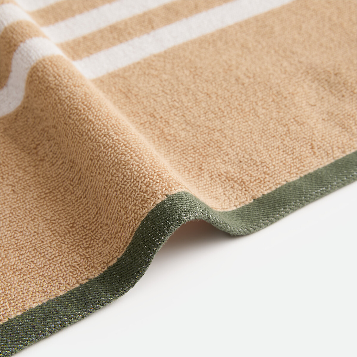 Toalha de banho às riscas, em turco 500 g/m2, Calanques bege/branco, LA REDOUTE INTERIEURS